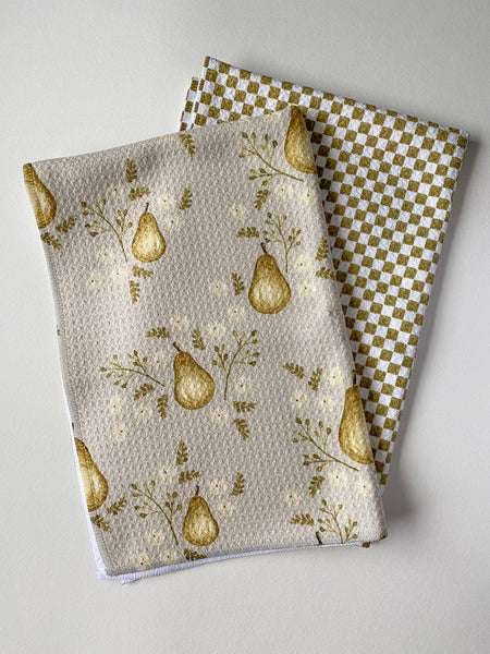 Floral Pears Waffle Kitchen Towel